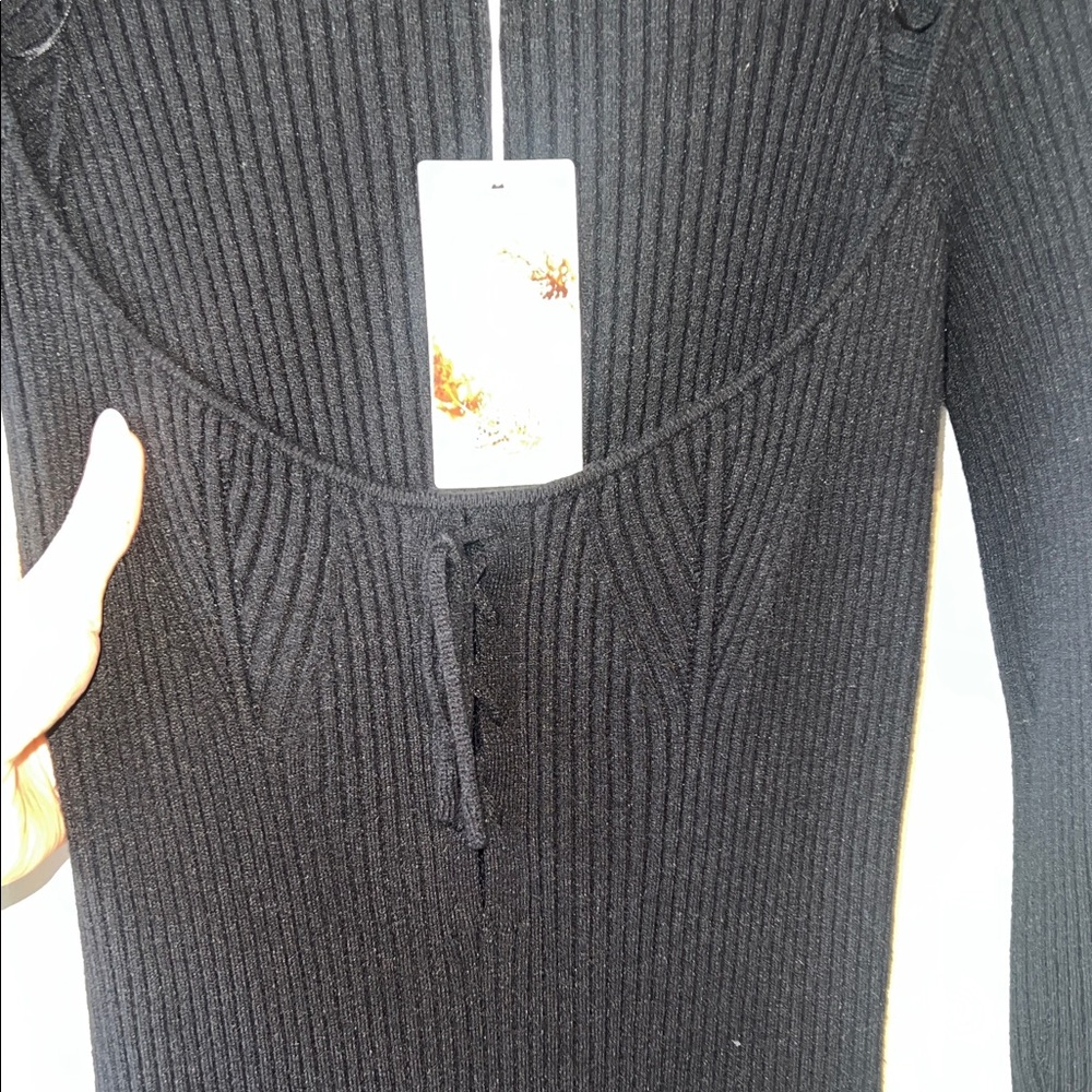 Chelsea & Violet Black Ribbed Midi Dress - Picture 4 of 5